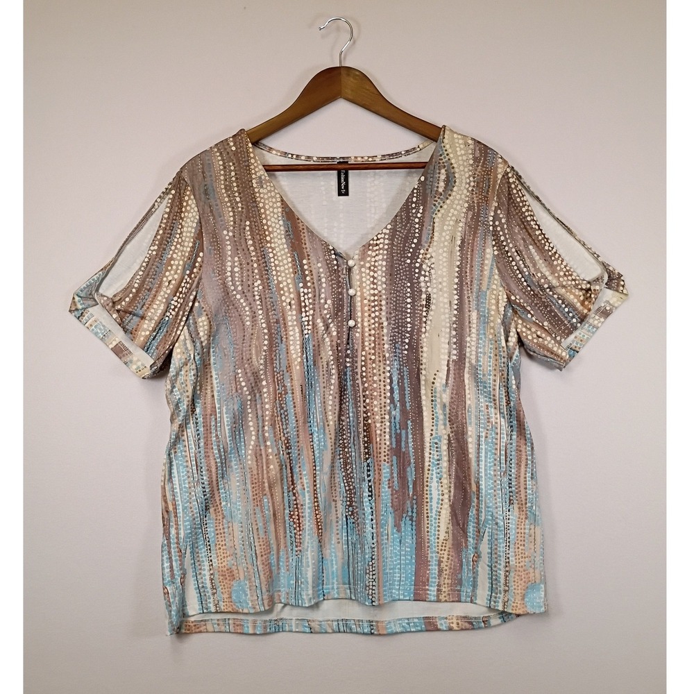 Boho Artistic JustFashionNow Womens XL Multicolor Abstract Cold Shoulder Top
